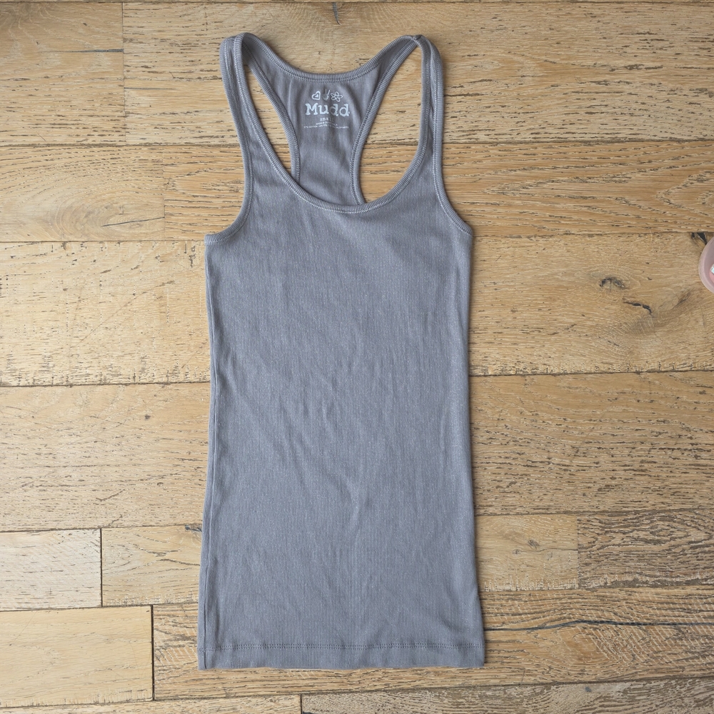 y2k Mudd Sparkly Silver Gray Ribbed Fitted Tank Top 2000's fashion elena gilbert